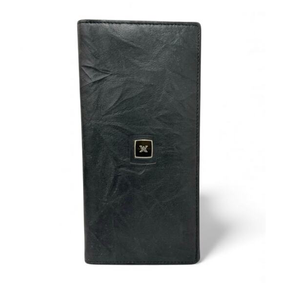 Valentino Morris Black Leather Mens Long Bifold Wallet Made in Italy - Picture 1 of 5